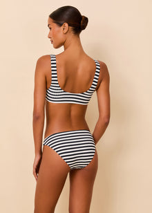 Womens | Elle Bikini Bottom Ribbed | Noir/Optic White Stripe