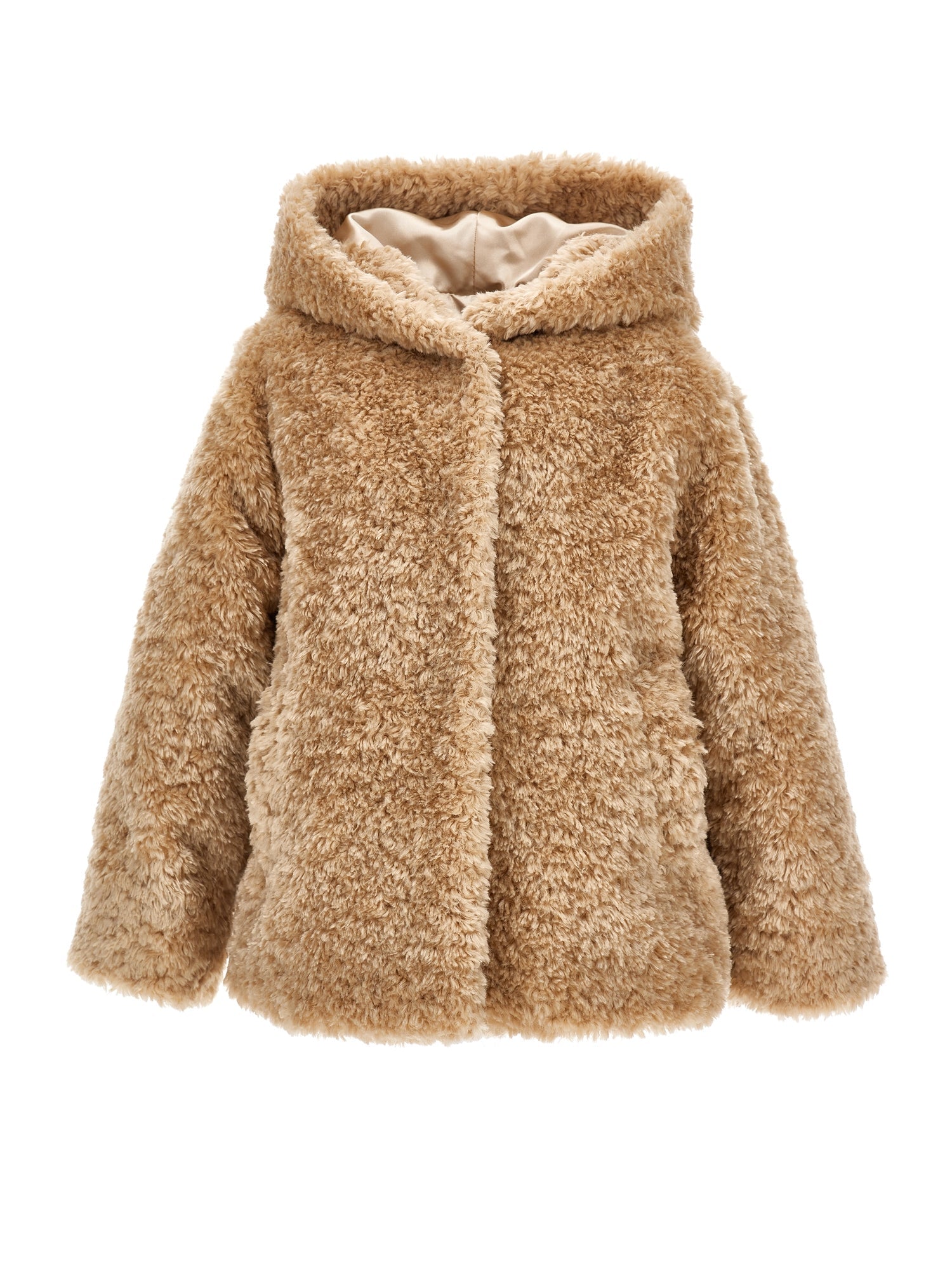 Girls | Plush Jacket With Hood | Beige