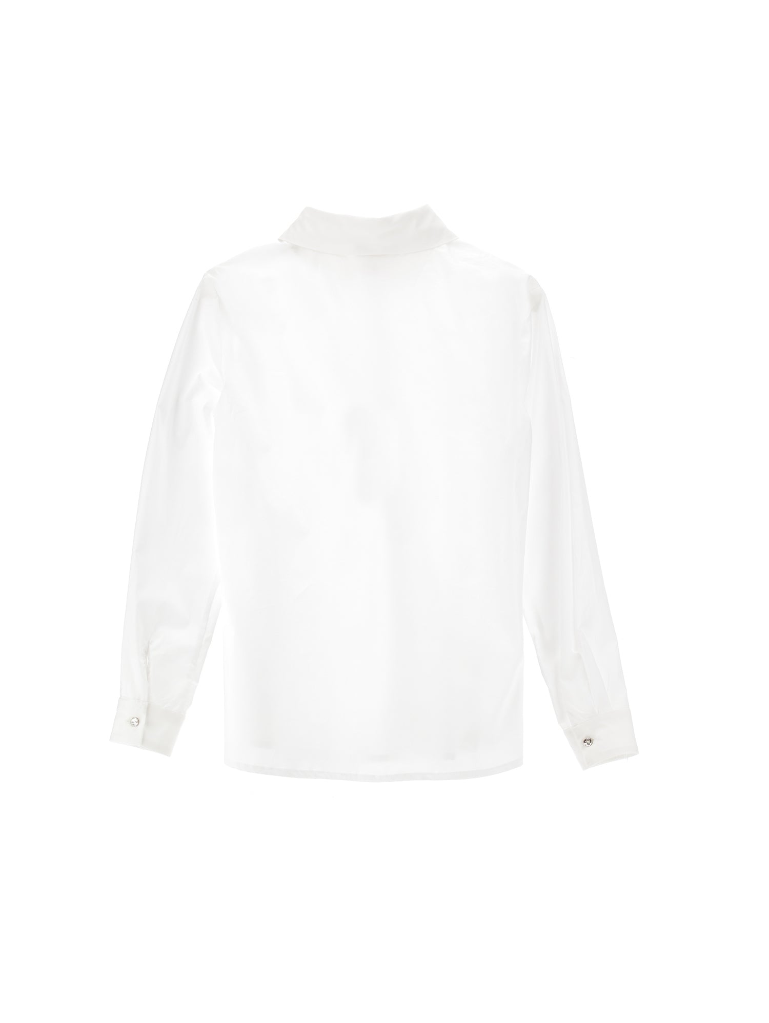 Girls | Poplin Shirt With Tie | Cream/Blue