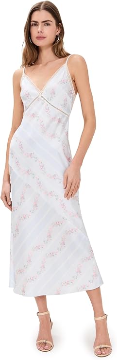 Ermon Satin Floral Slip Dress | Wavecrest Blue