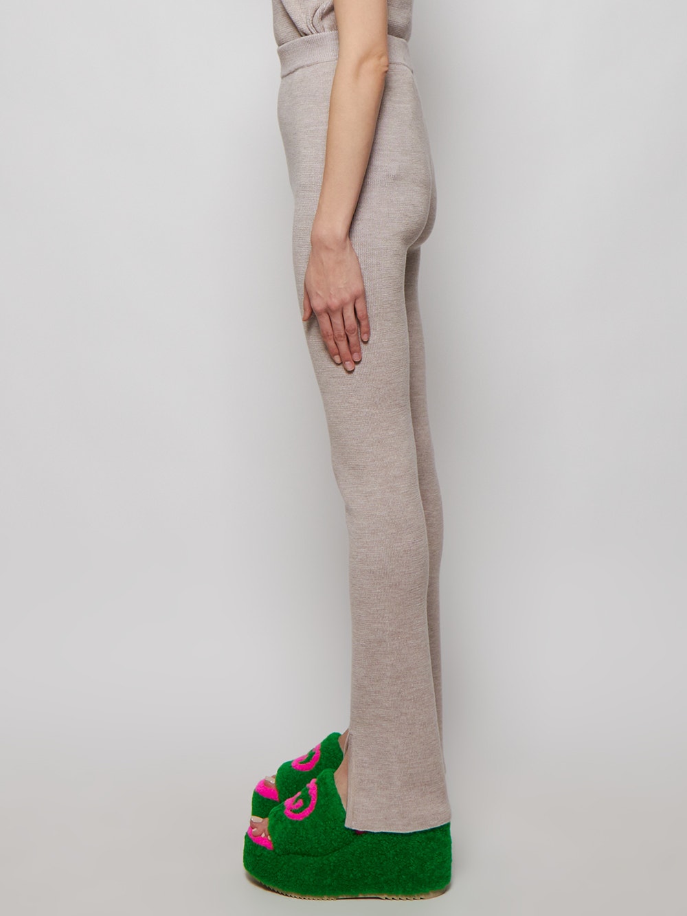 Magda Butrym | Fitted Knit Trousers | Beige