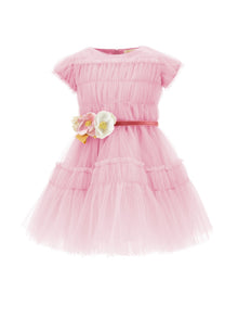 Girls | Ruched Tulle Dress | Petal Pink