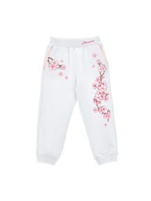 Girls | Jogger Sweatshirt With Peach Blossoms | White
