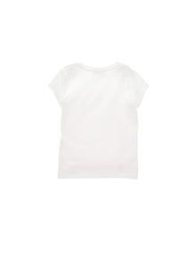 Girls | Two-Tone Cotton T-Shirt With Rhinestones | White/FairyTale Pink