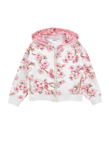 Girls | Two-Tone Open Hoodie | White