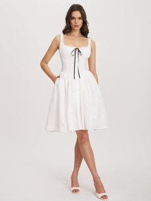 Madison Cotton Eyelet Square Neck Midi Dress | White