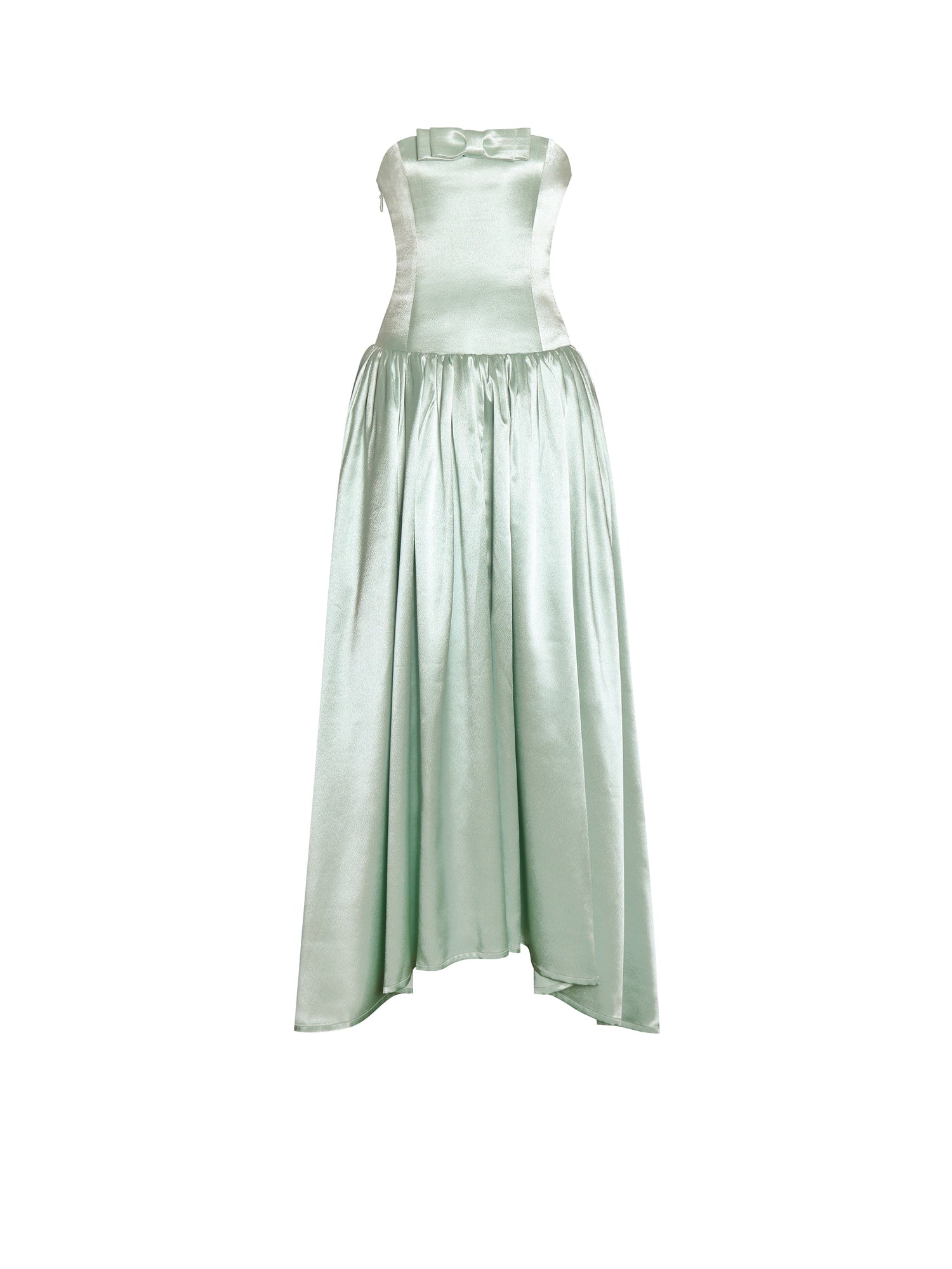 Lael Back Button Trailing Gown | Mint Green