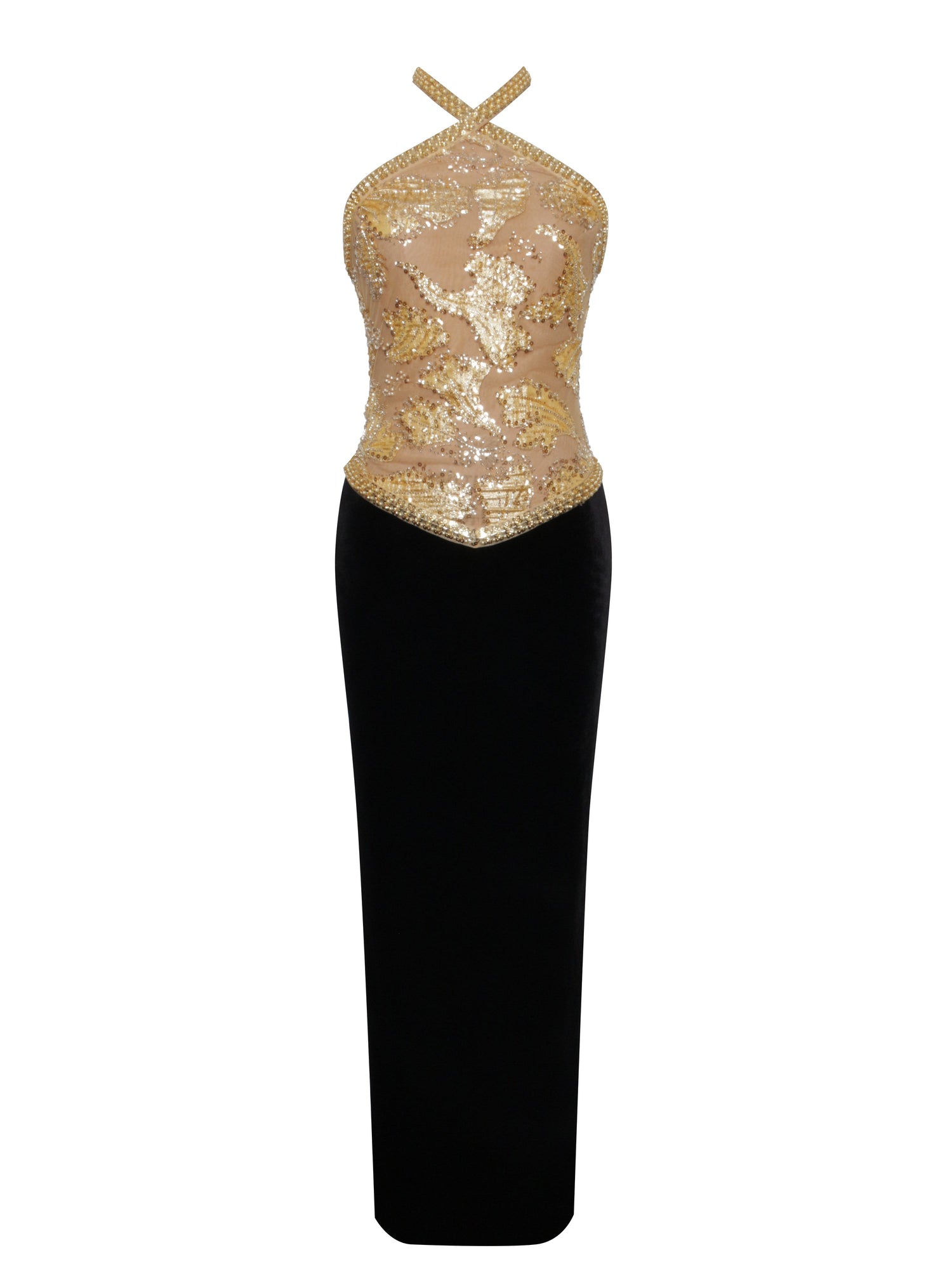 Gazelle Embroidered Vintage Style Maxi Dress | Gold