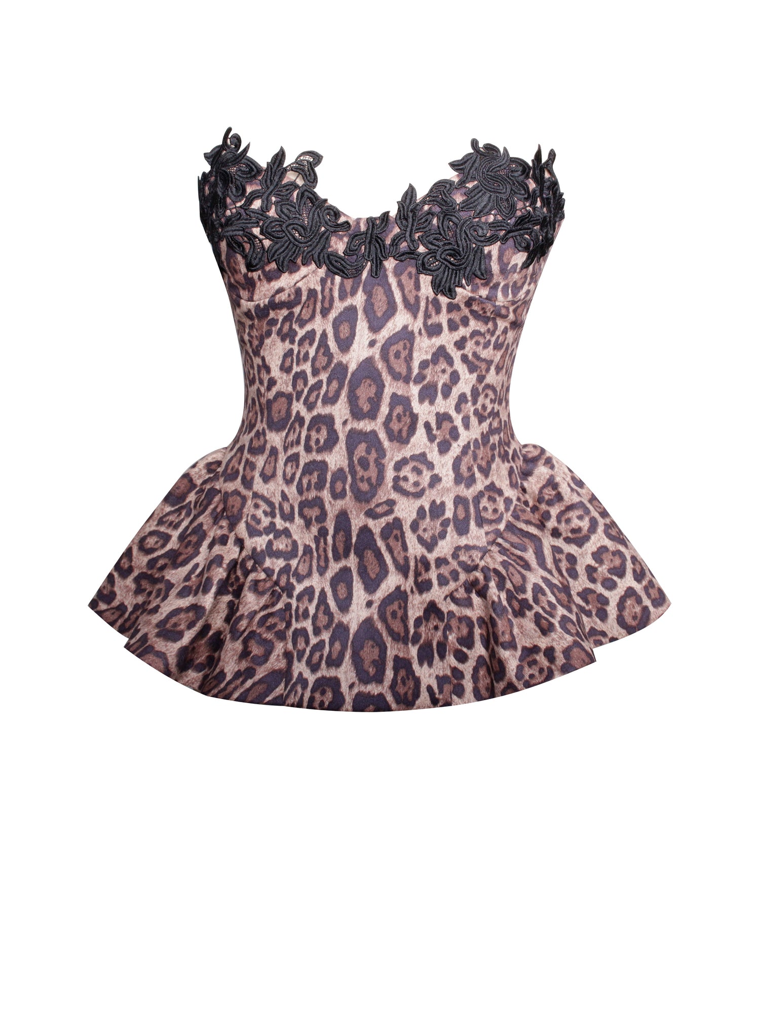 Qiara Peplum Top with Lace Trim | Cheetah Print