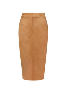 Zabrina Straight Pencil Skirt | Brown Suede