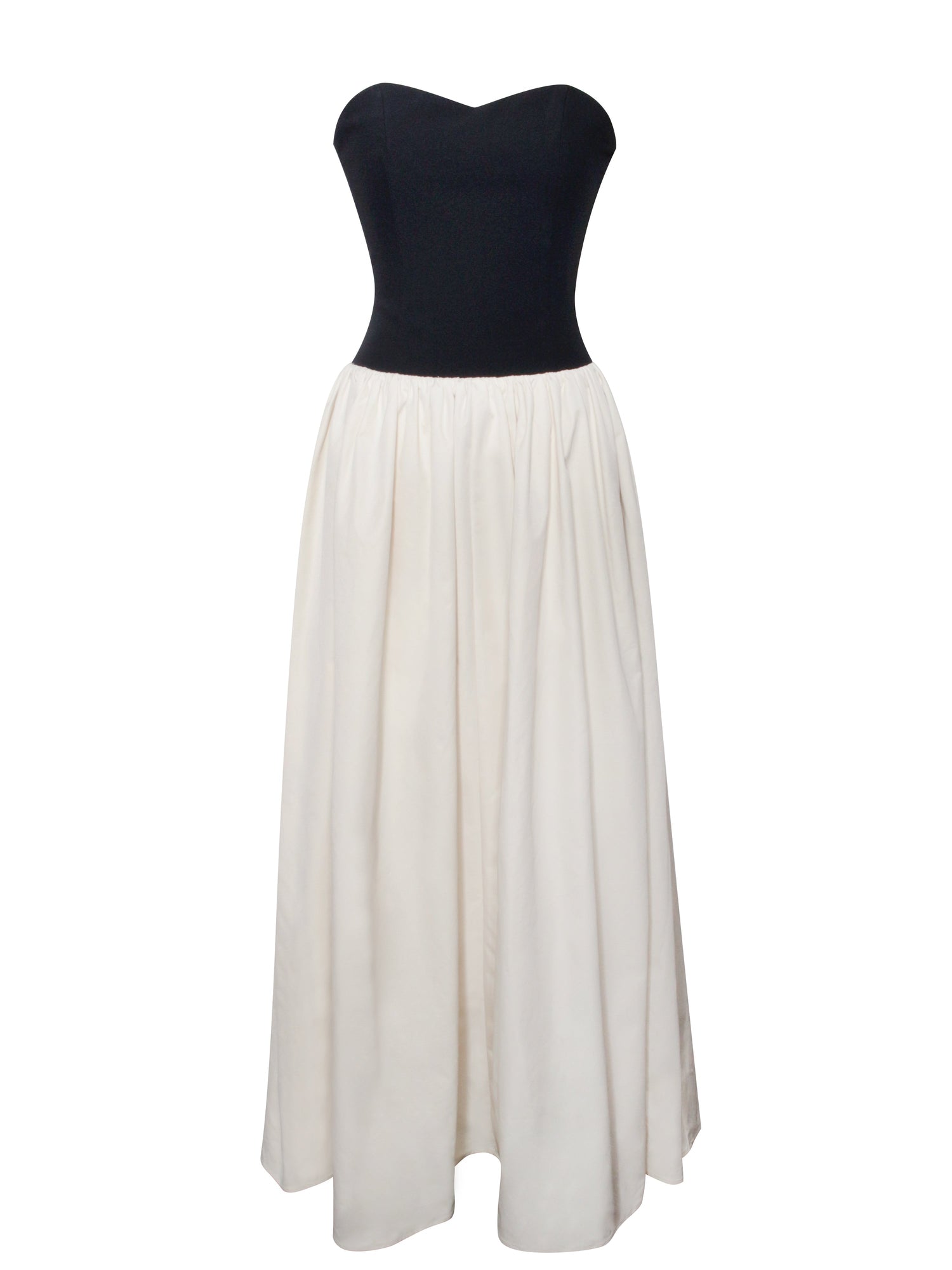 Sana Sweetheart Lace-up Back Drop Waist Maxi Dress | Black/Beige