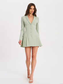 Delia Blazer Dress with Pleated Detail | Pistachio Green