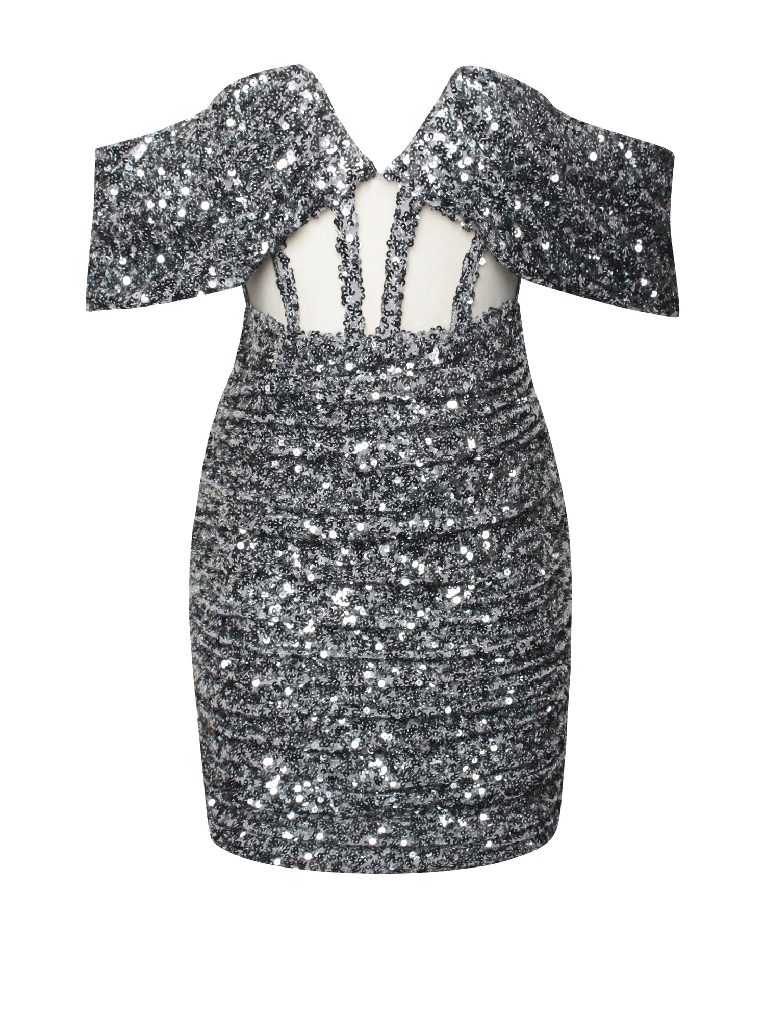 Weston Sequin Off Shoulder Corset Dress | Silver