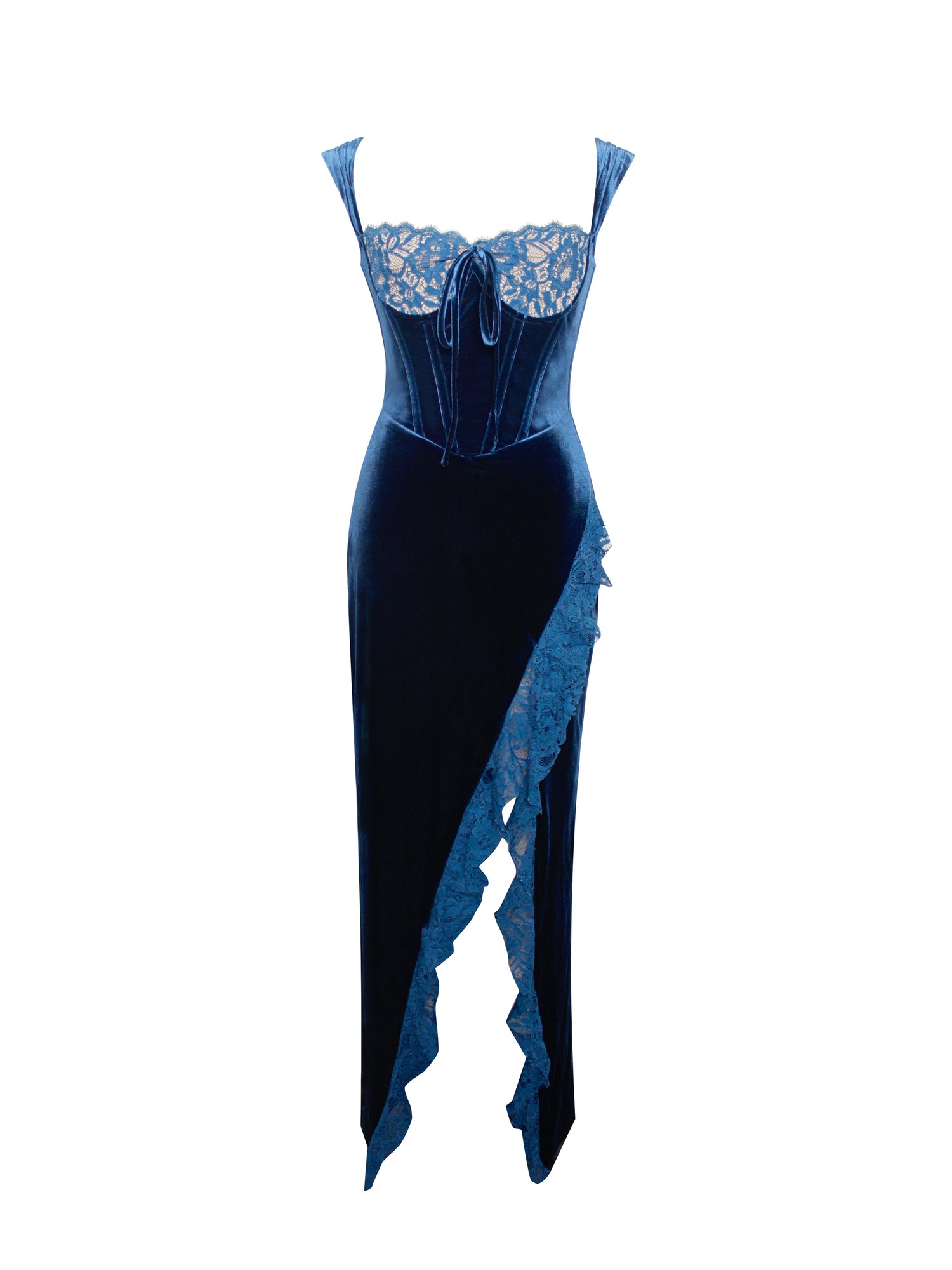 Odilia Lace Velvet Maxi Dress | Teal