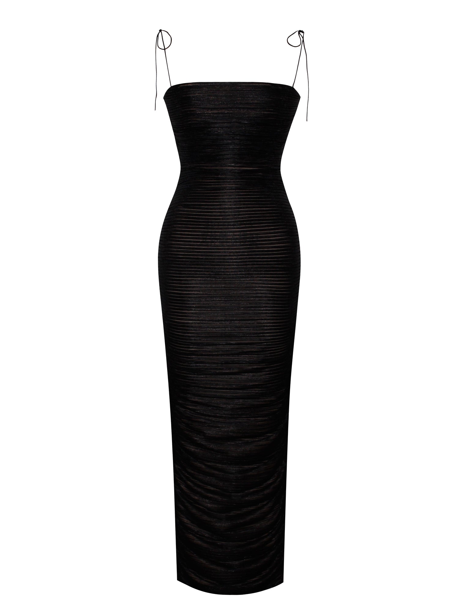 The Glint Ruched Chiffon Long Maxi Dress | Black