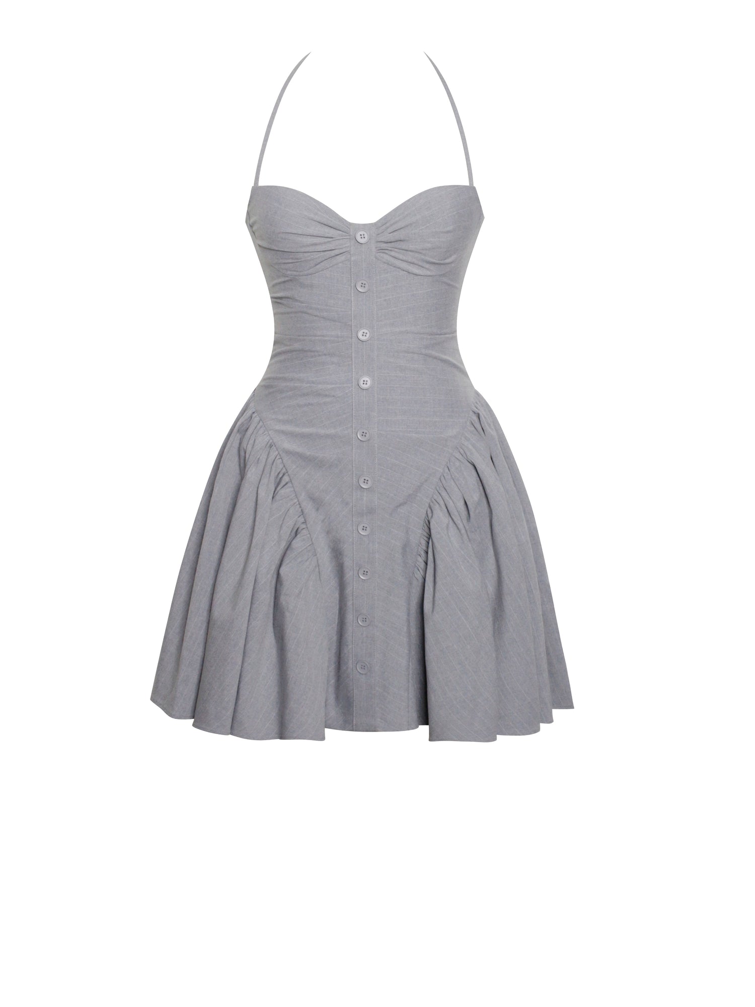 Melody Halter Drop Waist Mini Dress | Gray Stripe