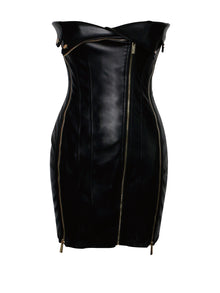 Annora Vegan Leather Mini Dress | Black