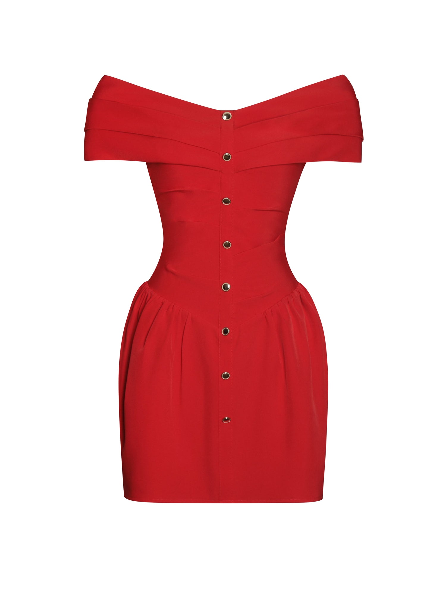 Cait Off Shoulder Drop Waist Mini Dress | Red