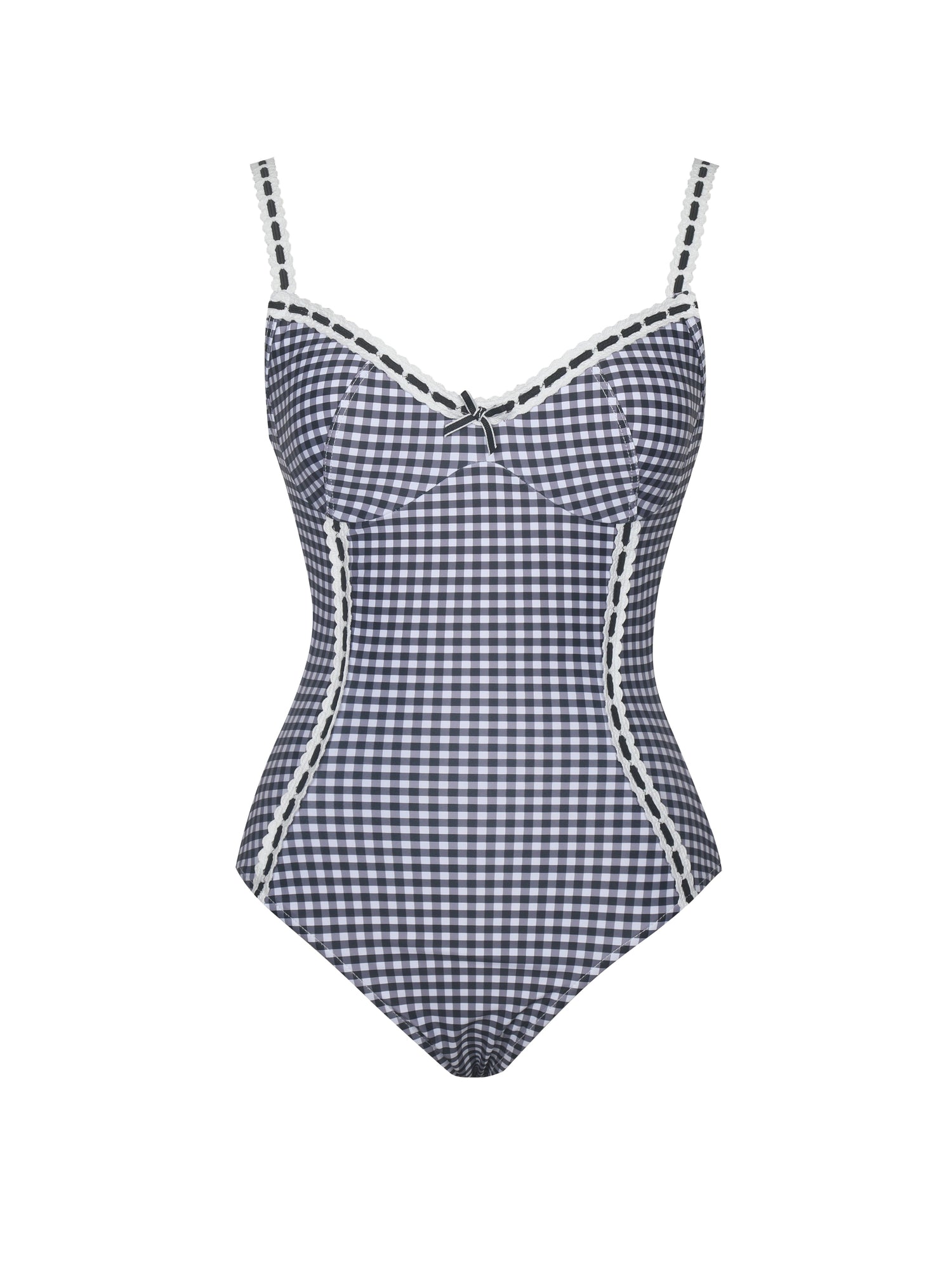 Gigi Lace Strap Backless Swimsuit | Black Gingham