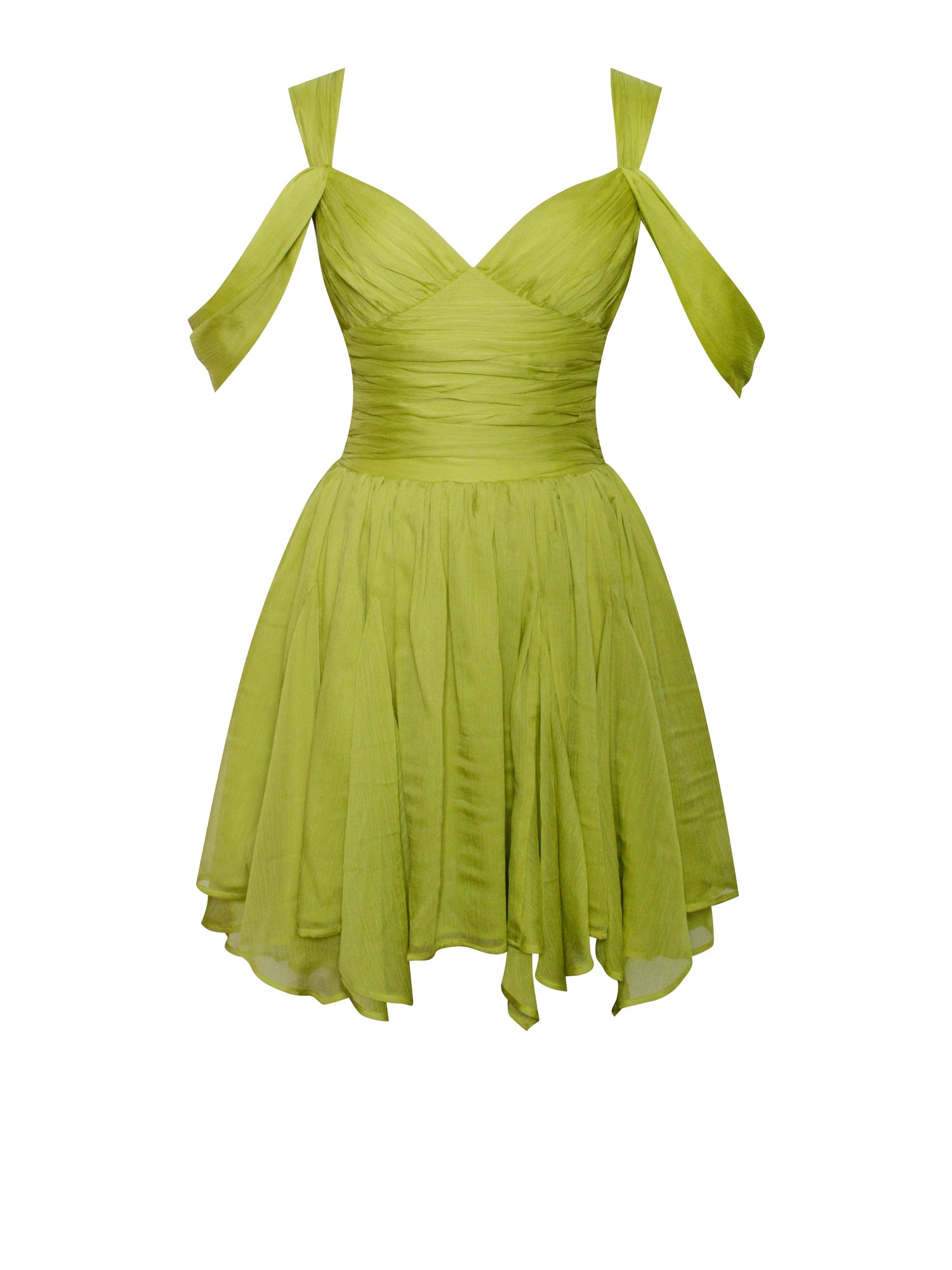 Frani Layered Mesh Mini Dress | Olive Green