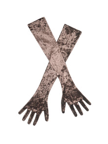 Tess Velvet Opera-Length Gloves | Coffee