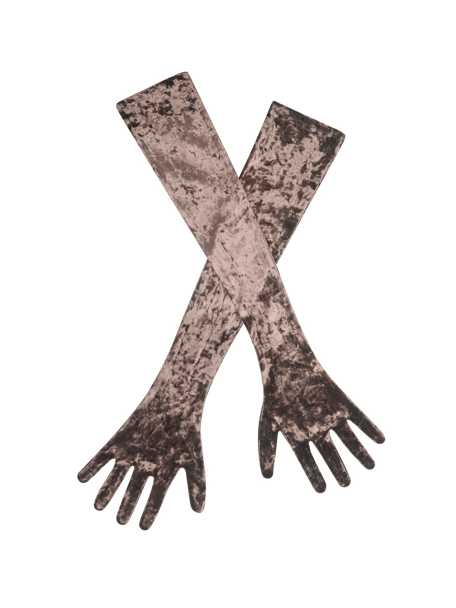 Tess Velvet Opera-Length Gloves | Coffee