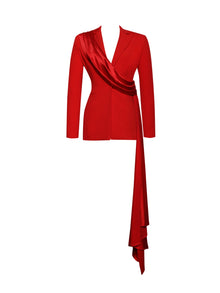 Vandra Draping Blazer Jacket | Red