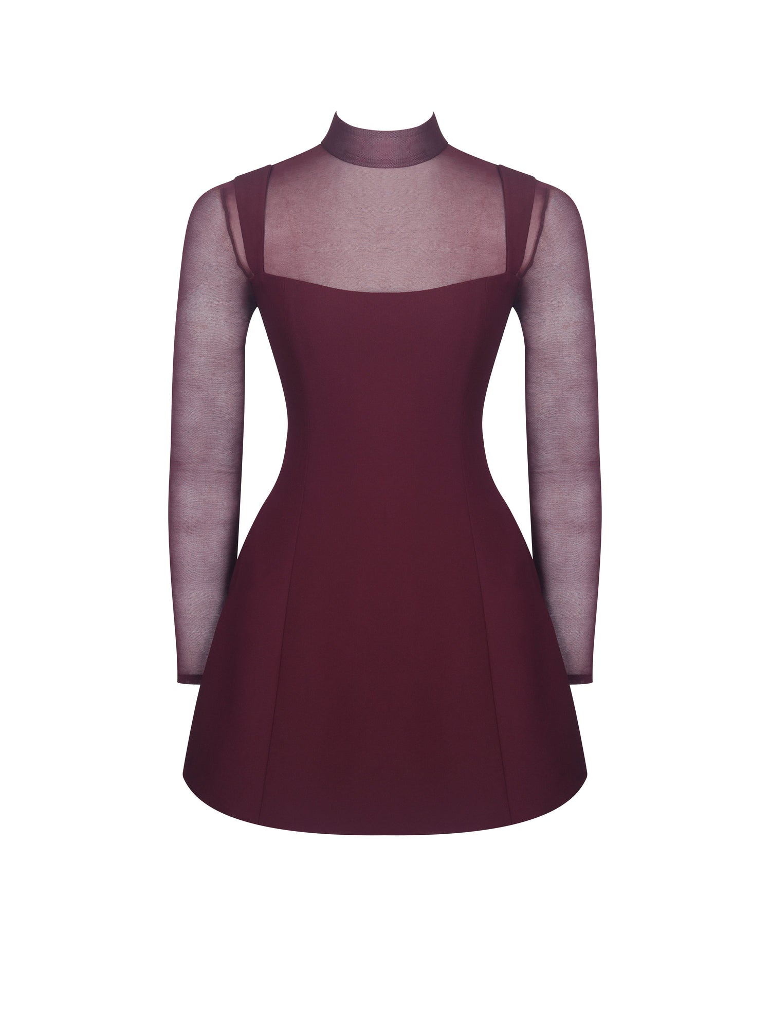 Natasha Faux Two-Piece Turtleneck Mini Dress | Burgundy