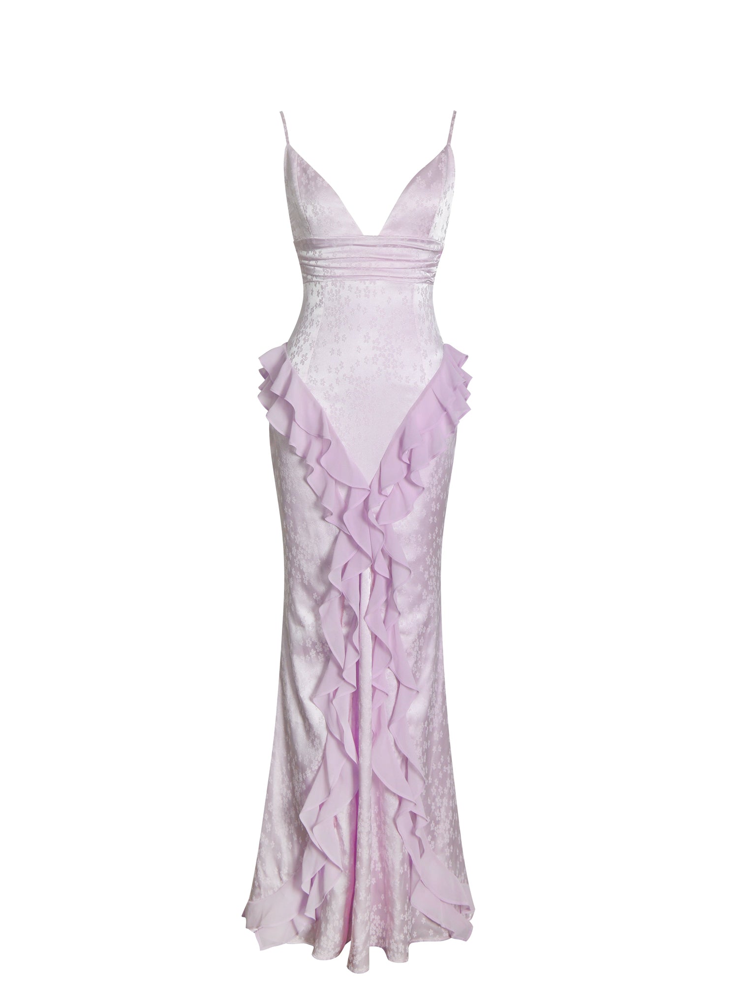 Paolina Taro Jacquard Ruffle Mermaid Maxi Dress | Pink