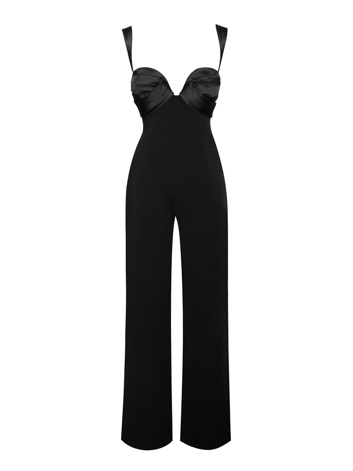 Onika Satin and Crepe Jumpsuit | Black
