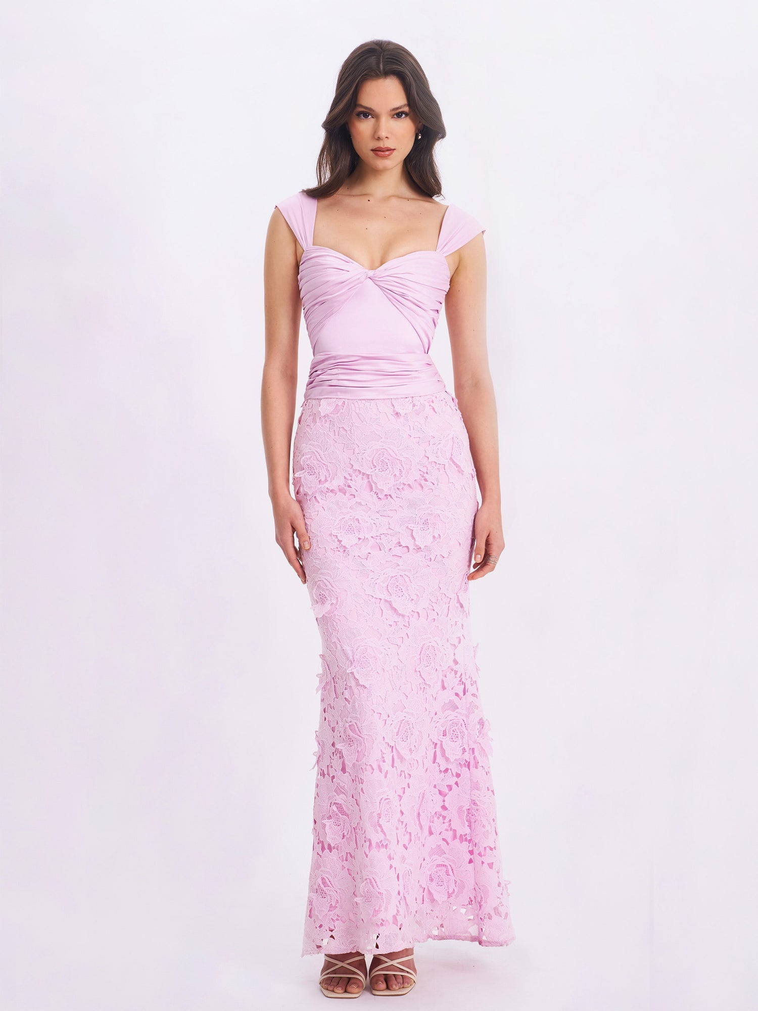 Floral Lace Mermaid Gown | Dahlia Pink