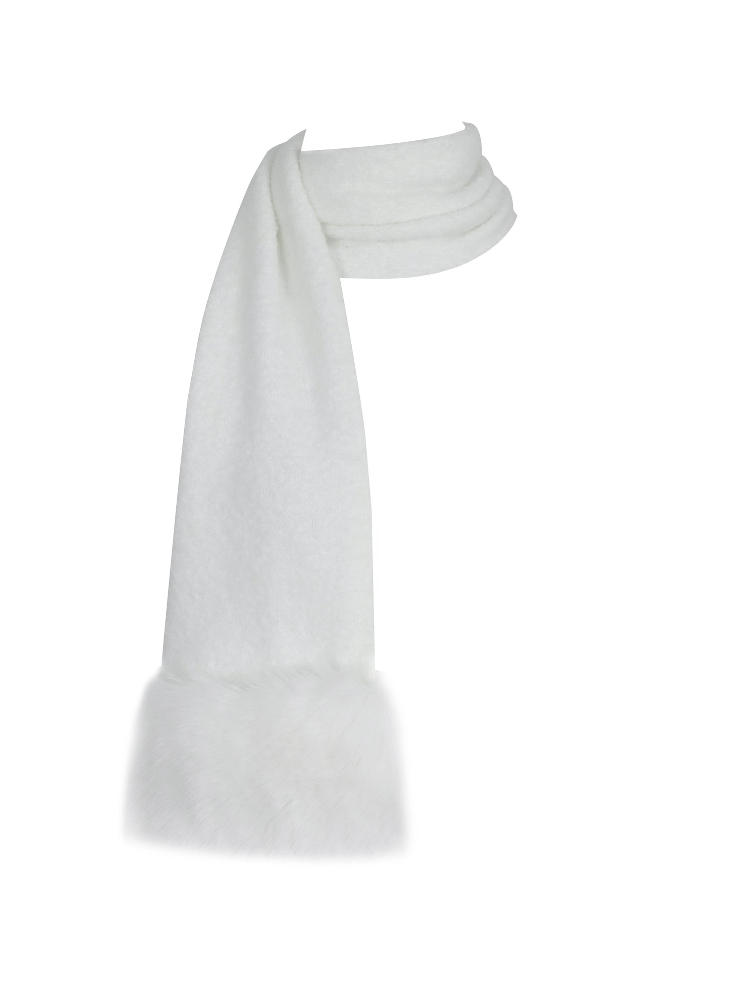 Selma Wool-Blend Ribbed Knit Scarf | White