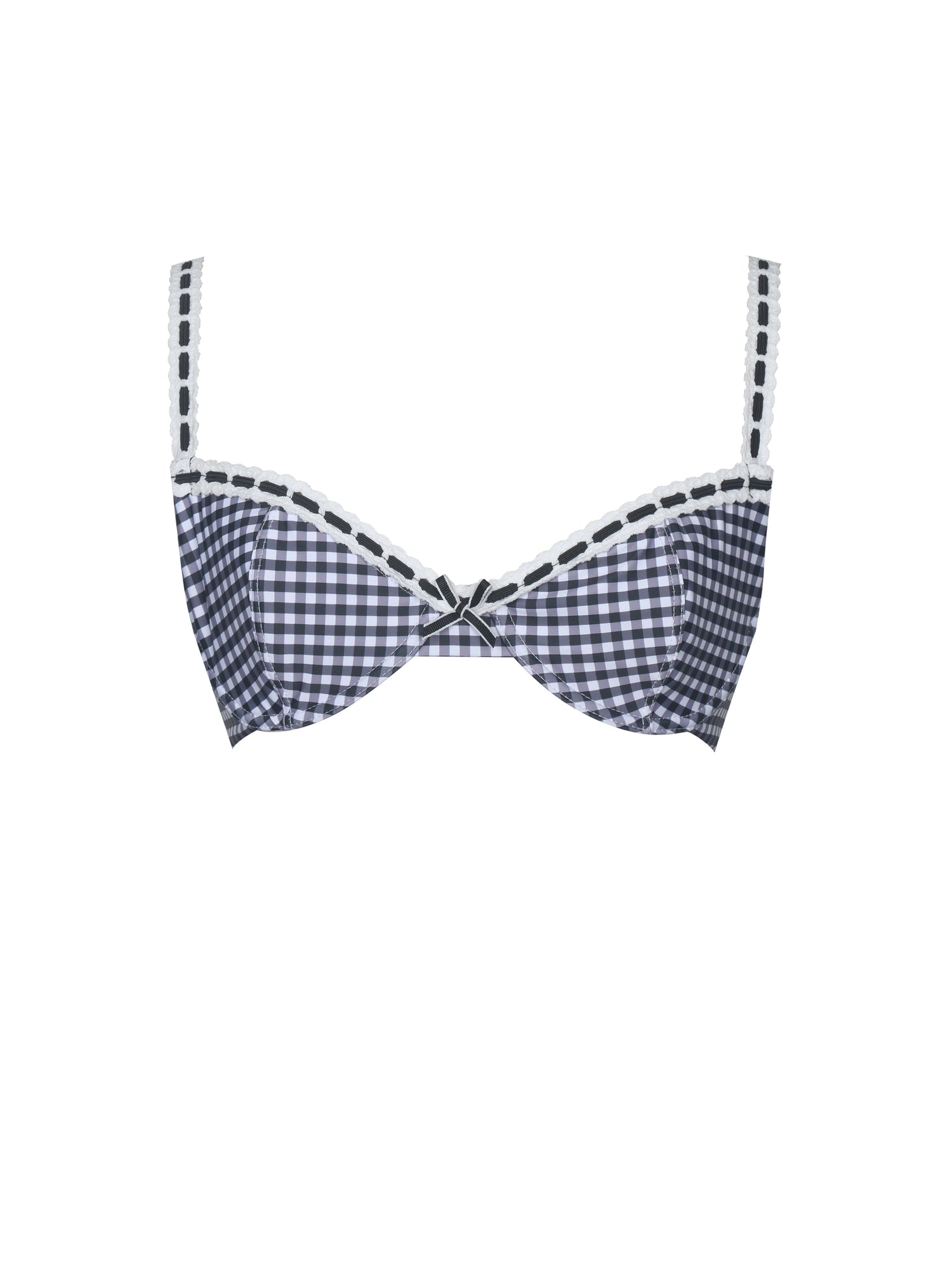Lace Decoration Bikini Top | Geneva Gingham