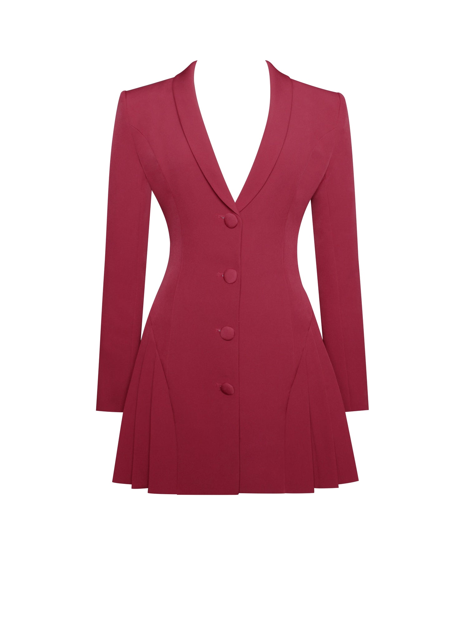 Delia Blazer Dress with Pleated Detail | Burgundy