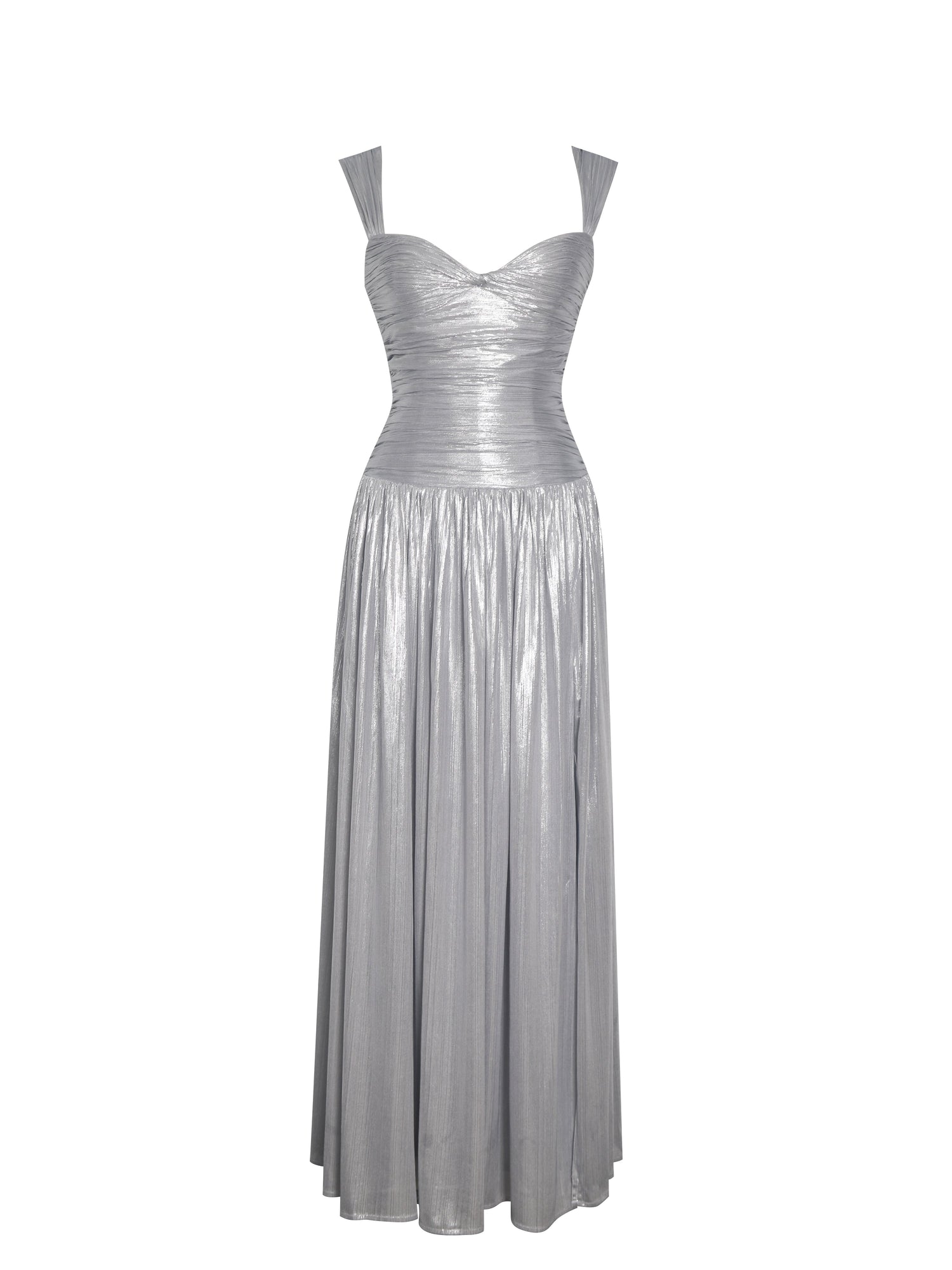 Palmer Glitter Drop Waist Maxi Dress | Silver