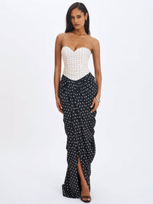 Tamryn Sweetheart Maxi Dress | Black and White Polka Dot