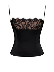 Padma Satin Lace Bustier Corset Top | Black