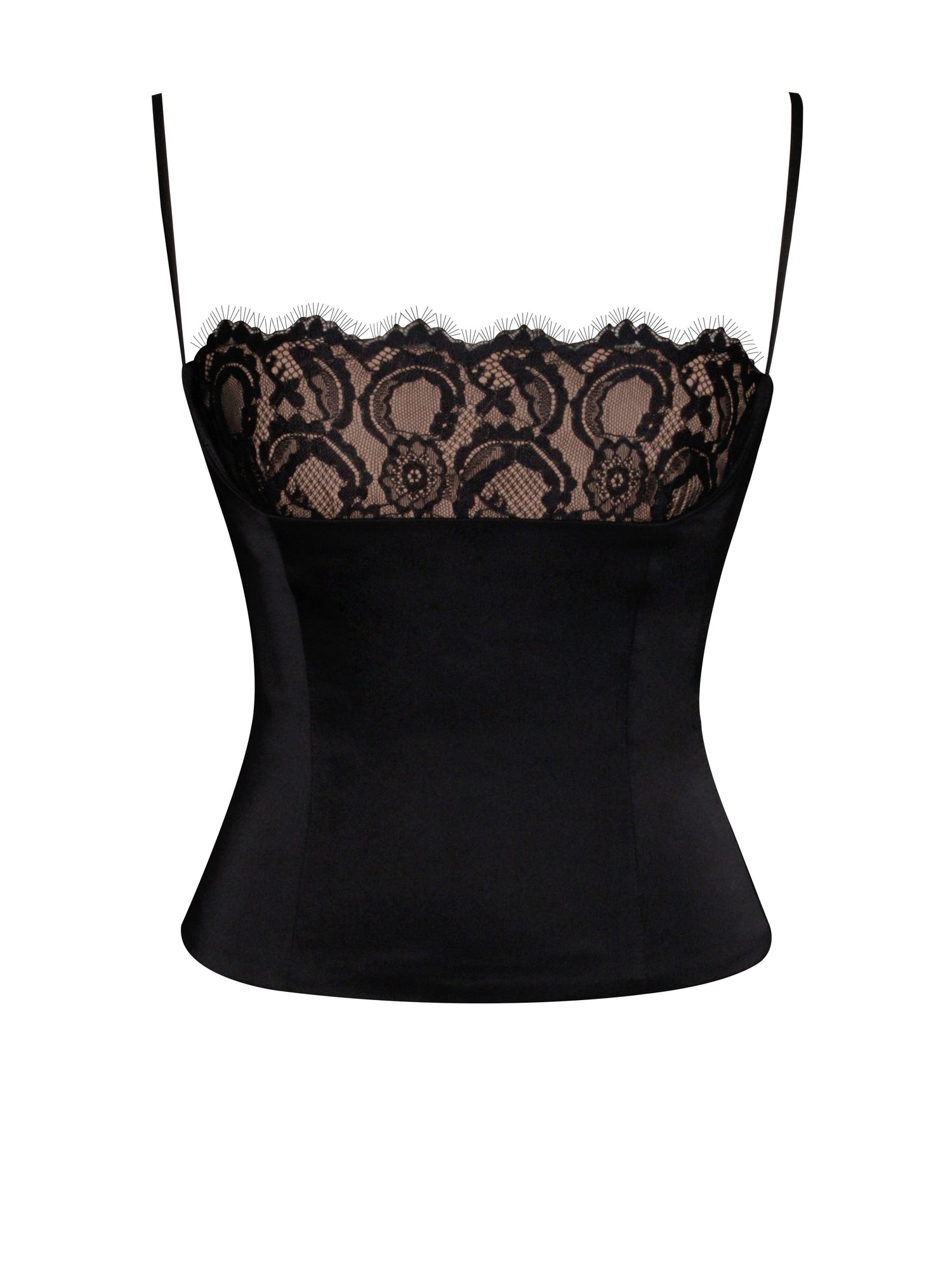 Padma Satin Lace Bustier Corset Top | Black