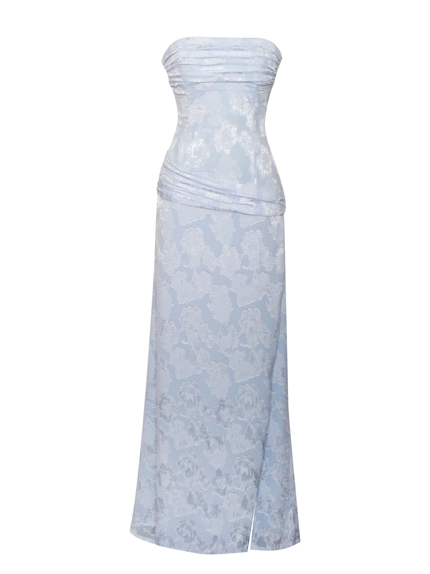 Xatia Jacquard Textured High Slit Maxi Dress | Baby Blue