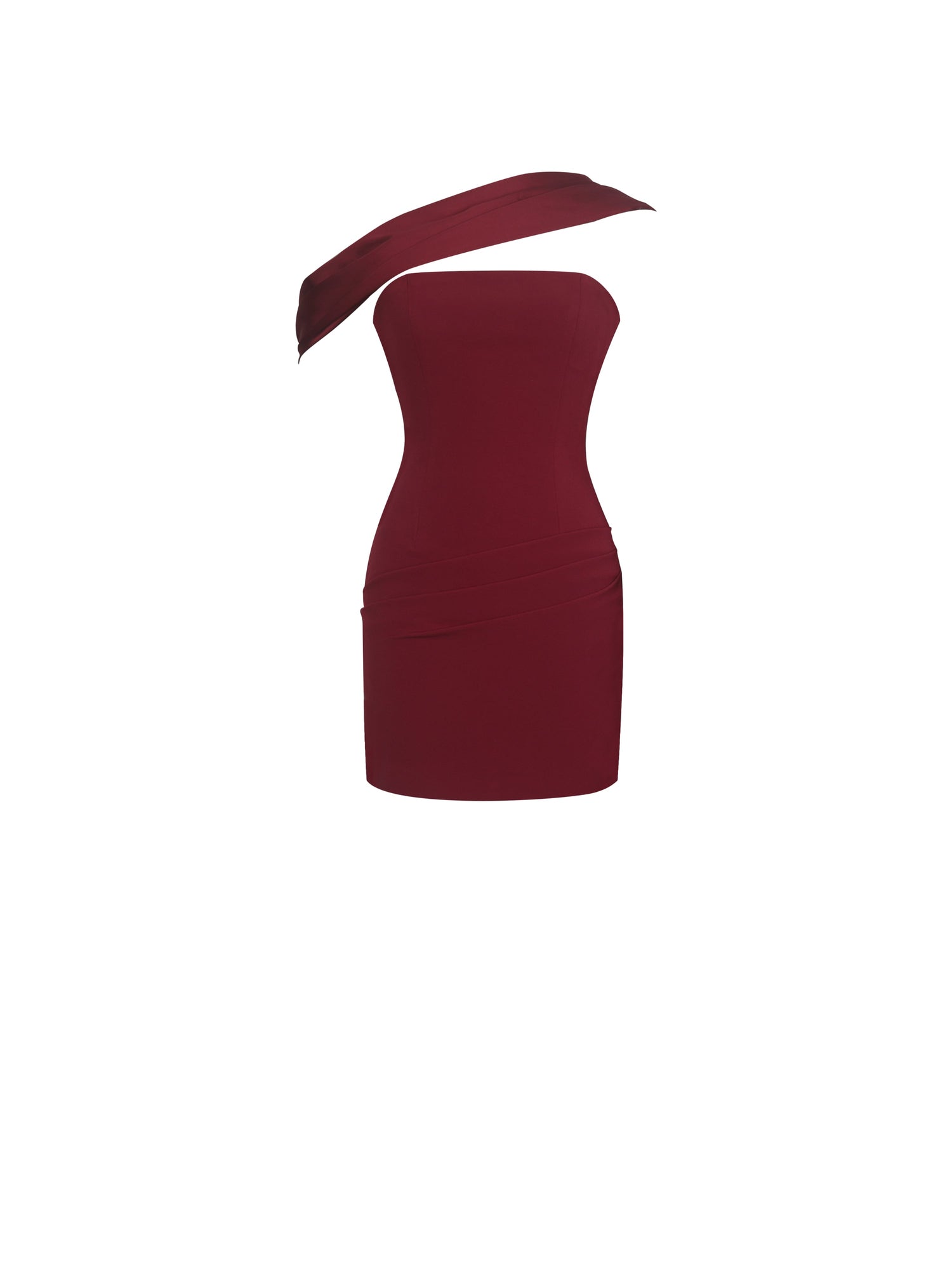 Ovelia Satin Ribbon Strapless Mini Dress | Crimson