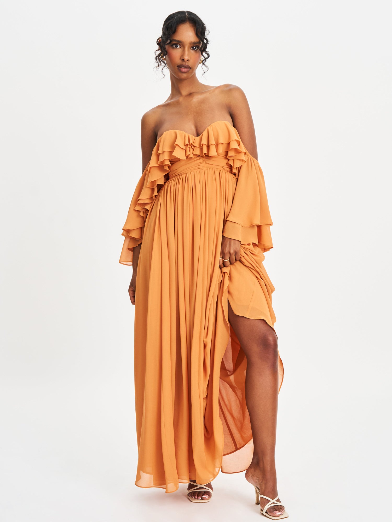 Kaela Off Shoulder Chiffon Maxi Dress | Brickwork