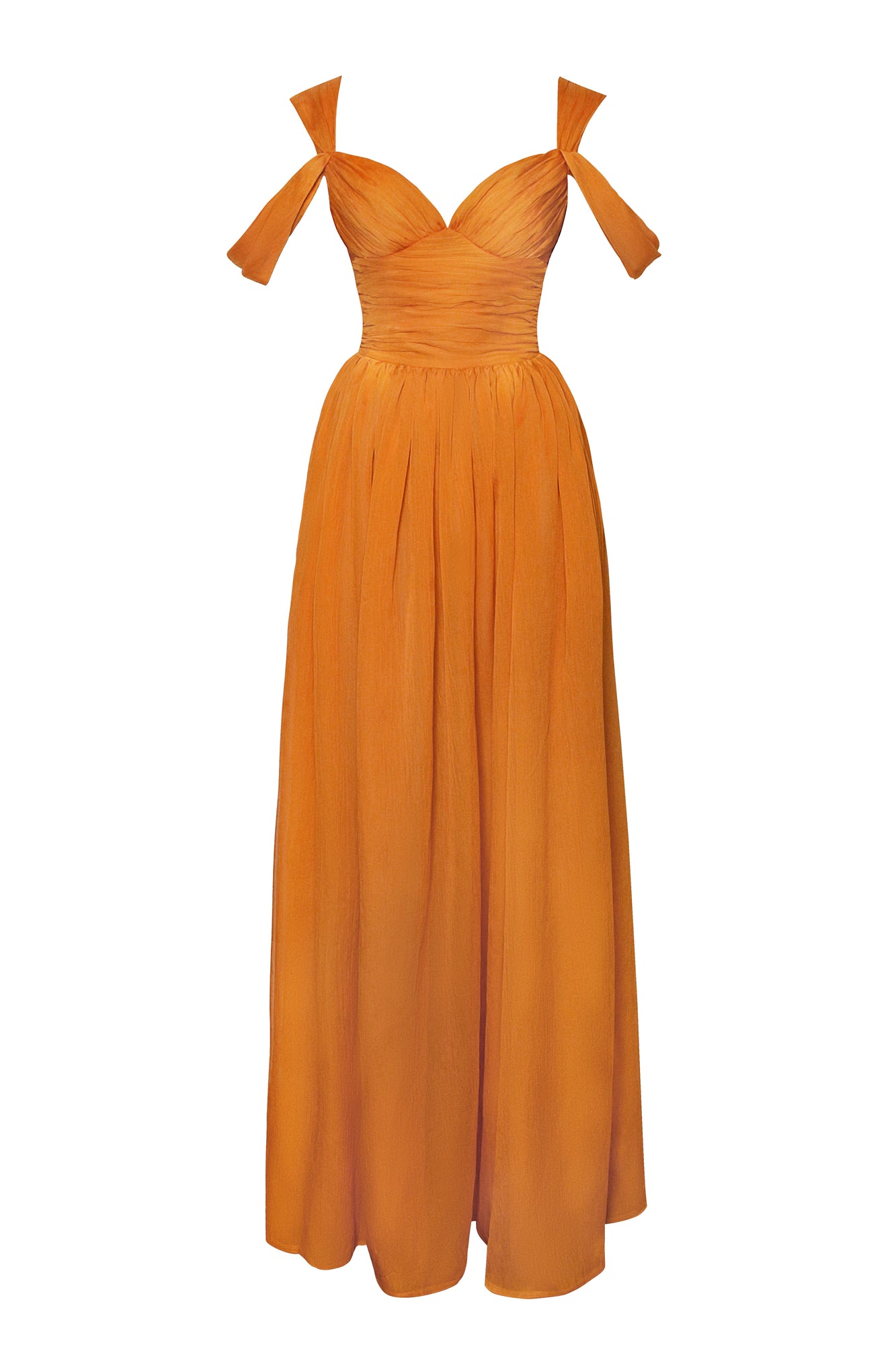 Jelani Layered Mesh High-Slit Drape Maxi Dress | Vibrant Orange