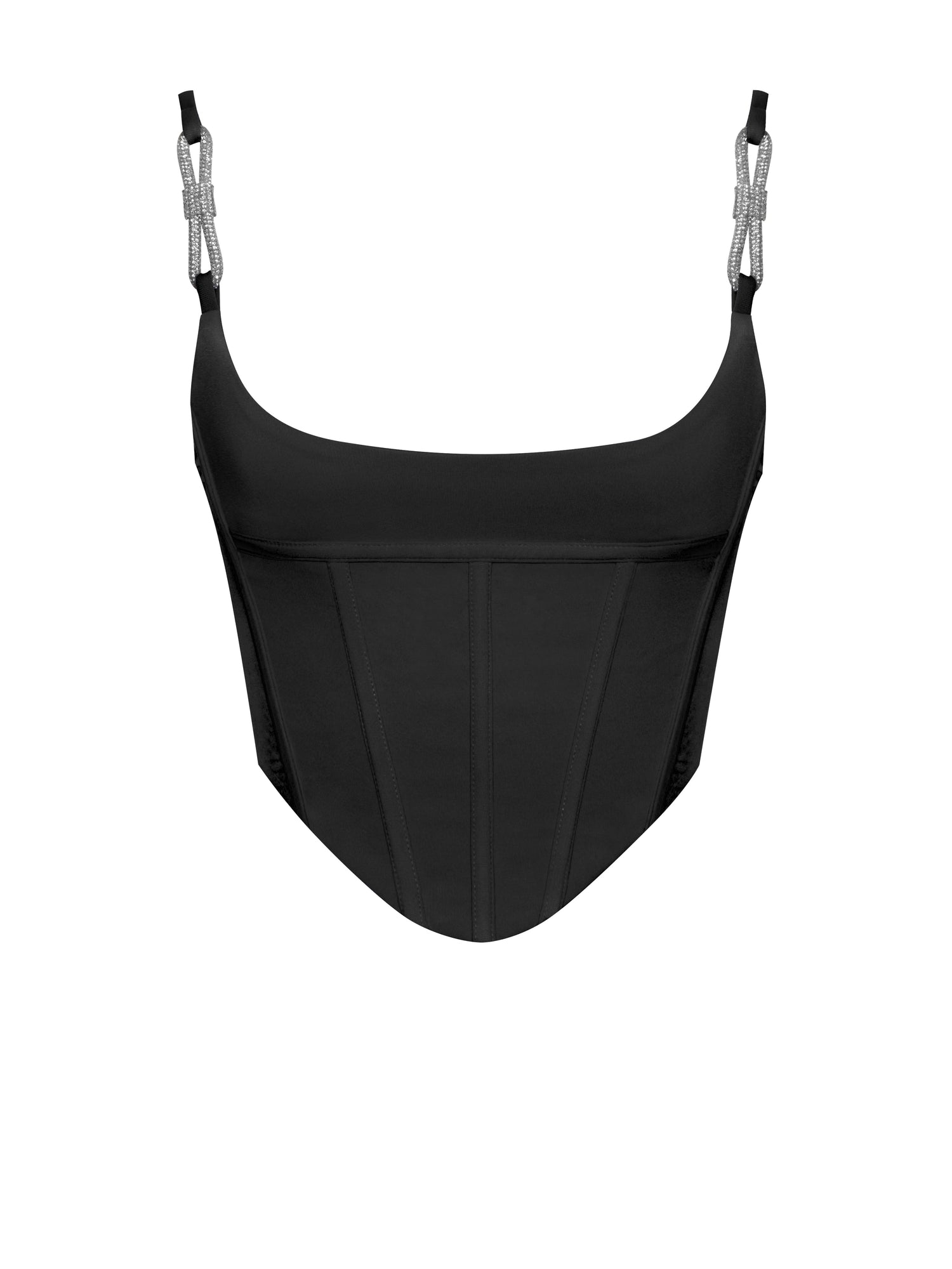 Tristyn Crystal Strap Corset Top | Black