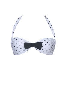 Olivea Polka Dot Bowtie Halter Bikini Top | Black