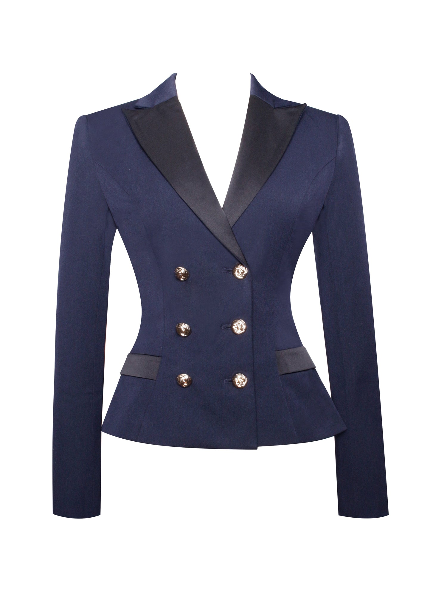 Nasia Double Breast Backless Blazer | Navy Blue