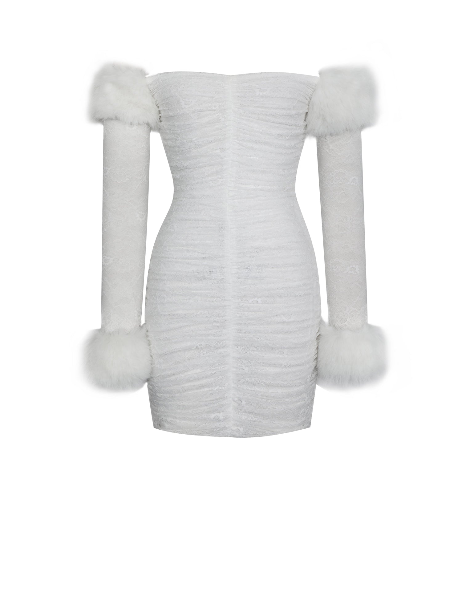 Lani Lace Off-Shoulder Ruched Mini Dress | White