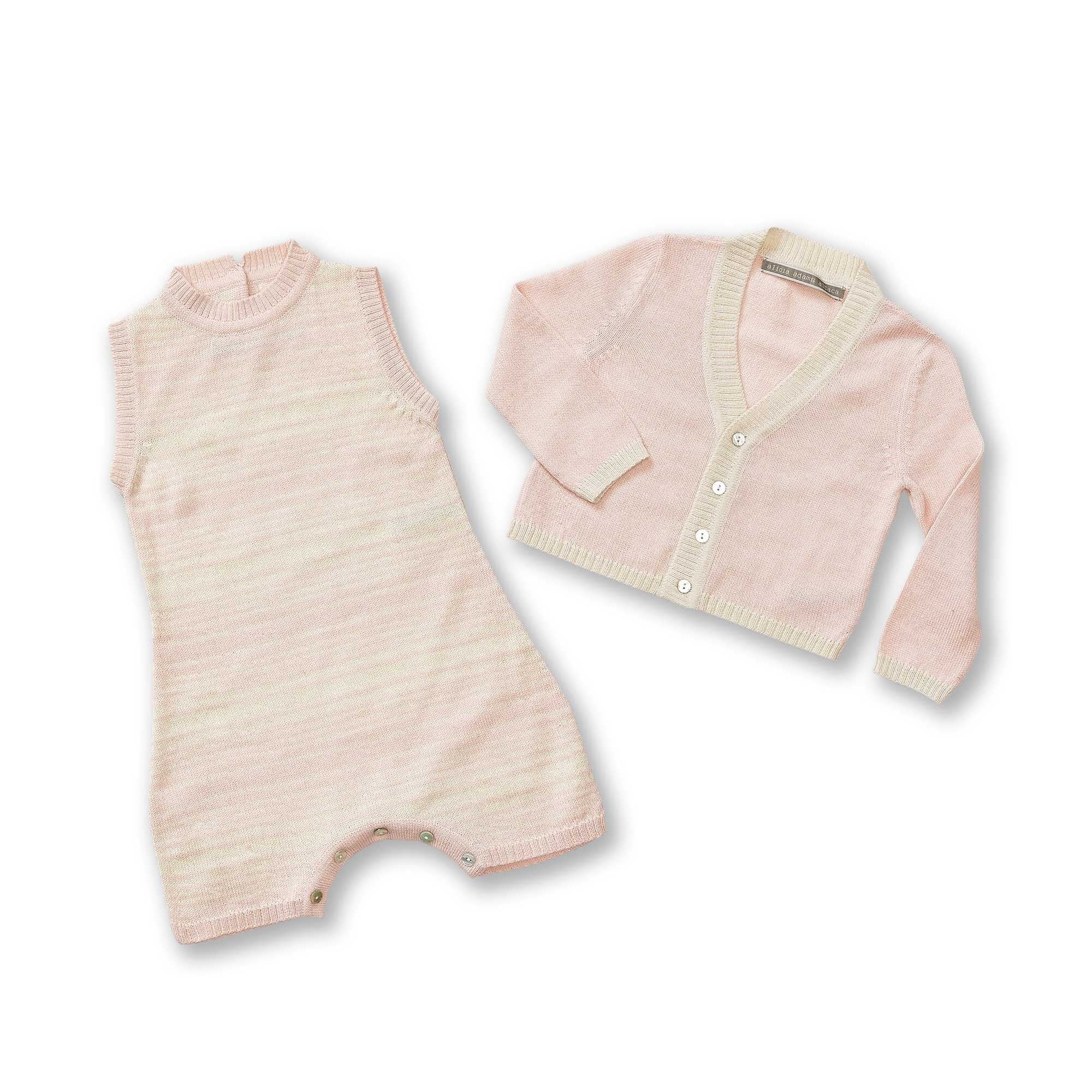 Sami Onesie & Cardigan Set | Pink Powder/Ivory