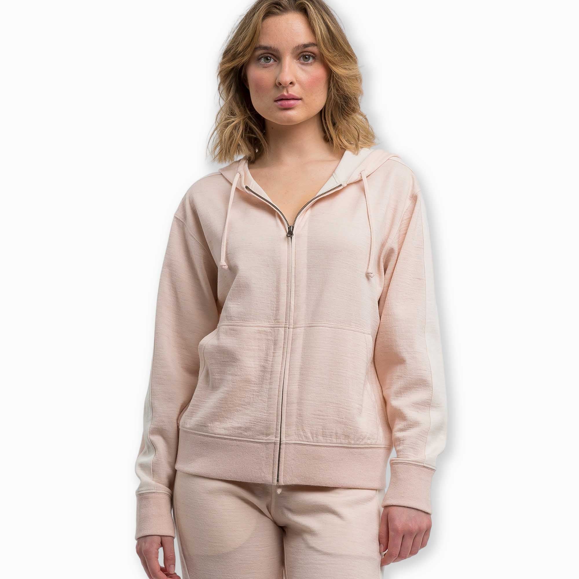 Women | Malibu Lounge Zip-Up Sweatshirt | Pink Powder / Ivory