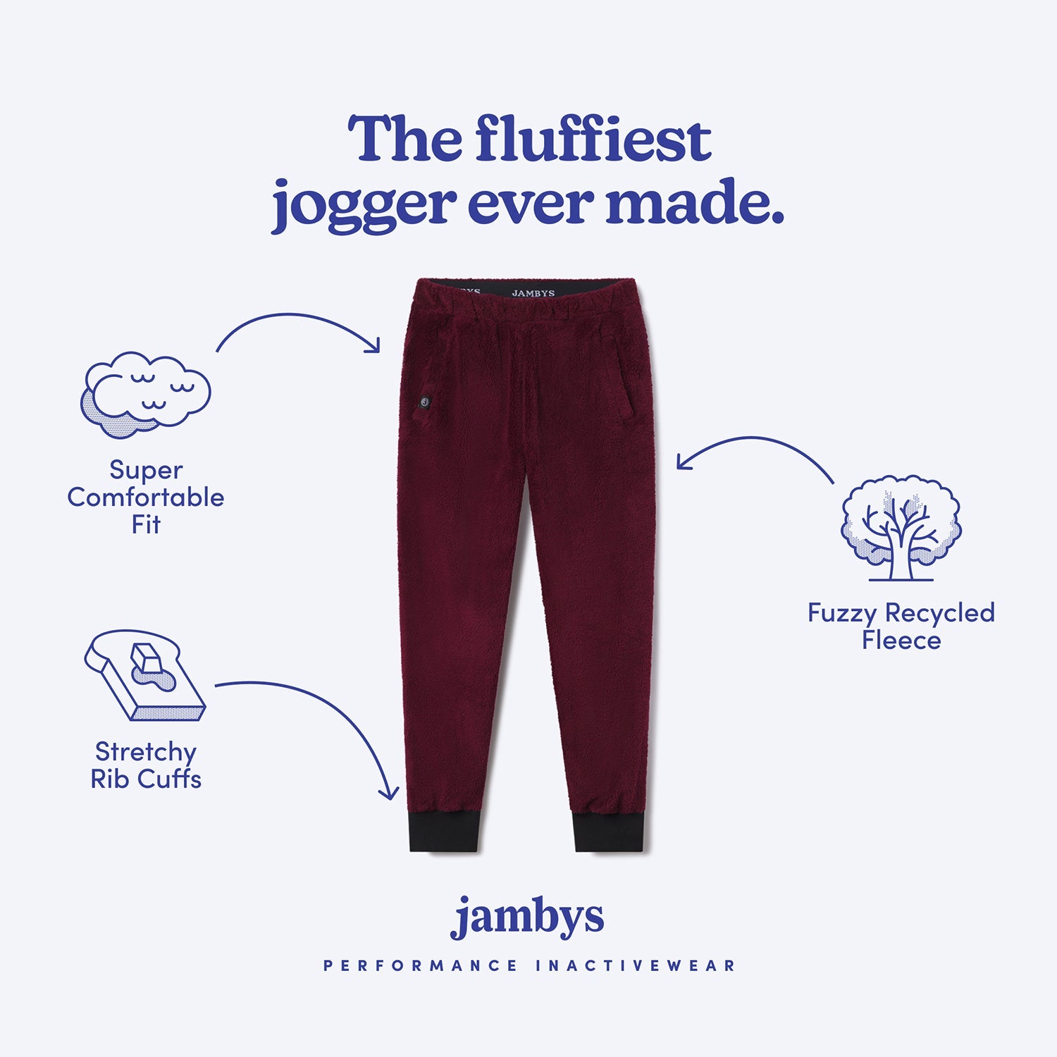 Sherpa Fleece Lounge Joggers | Cabernet/Black