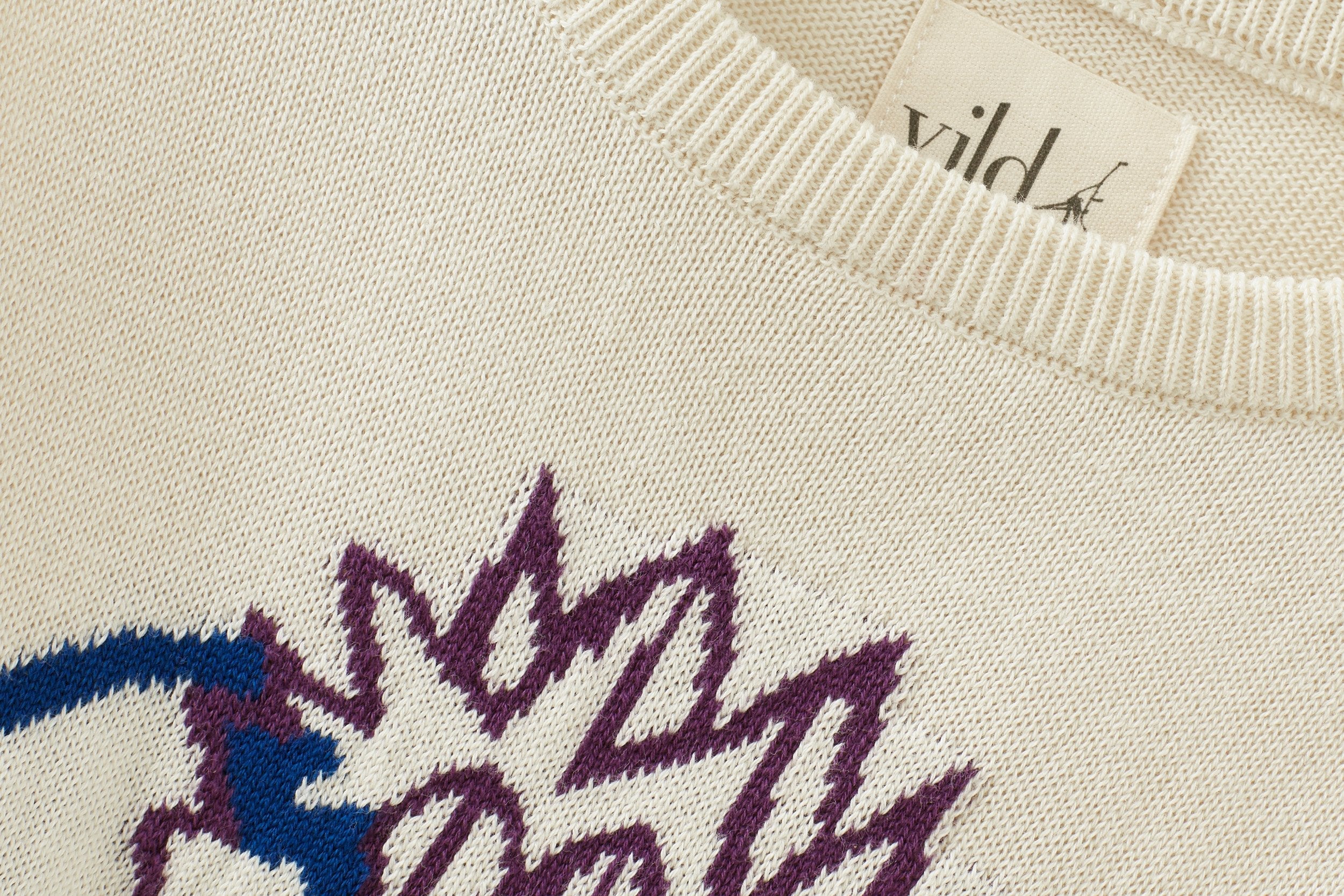 Unisex | Organic Cotton Intarsia-Knit Pullover | Vild Lab No. 12 - Earth Rocks! Print